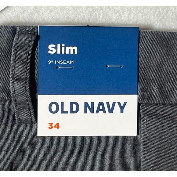 NWT Old Navy Men's Charcoal Gray Slim Flat Front Shorts 9" Size 34 Preppy Golf - Picture 3 of 5